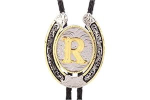 HUABOLA CALYN Bolo Tie for Men- Golden Initial Letter ABCDMJR to Z Western Cowboy Bolo Tie for Women