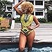 Letiane Women's African Tribal Print Bikini High Cut Monokini One Piece Swimsuit Backless Swimwear (S, Yellow)