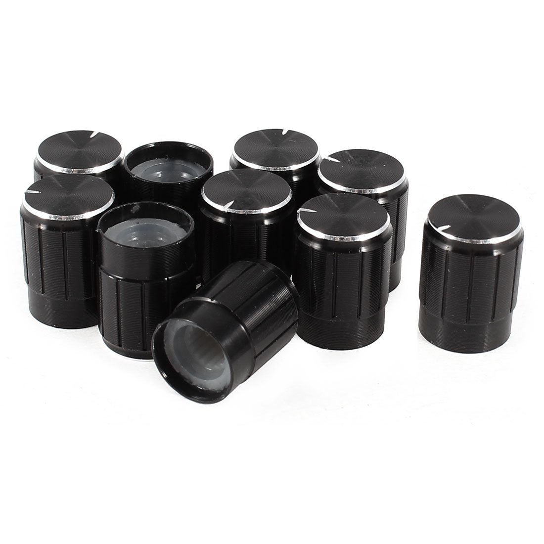 sourcingmap 10 Pcs Black 6mm Knurled Dia. Potentiometer Control Knobs 13mmx17mm