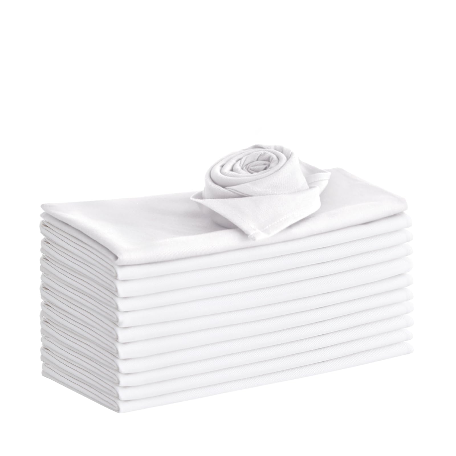 WAITER TREE Cotton Cloth Napkins 50 x 50 cm 12pcs Soft Absorbent Washable Napkins Cloth for Dinner Hotel Restaurant Parties White