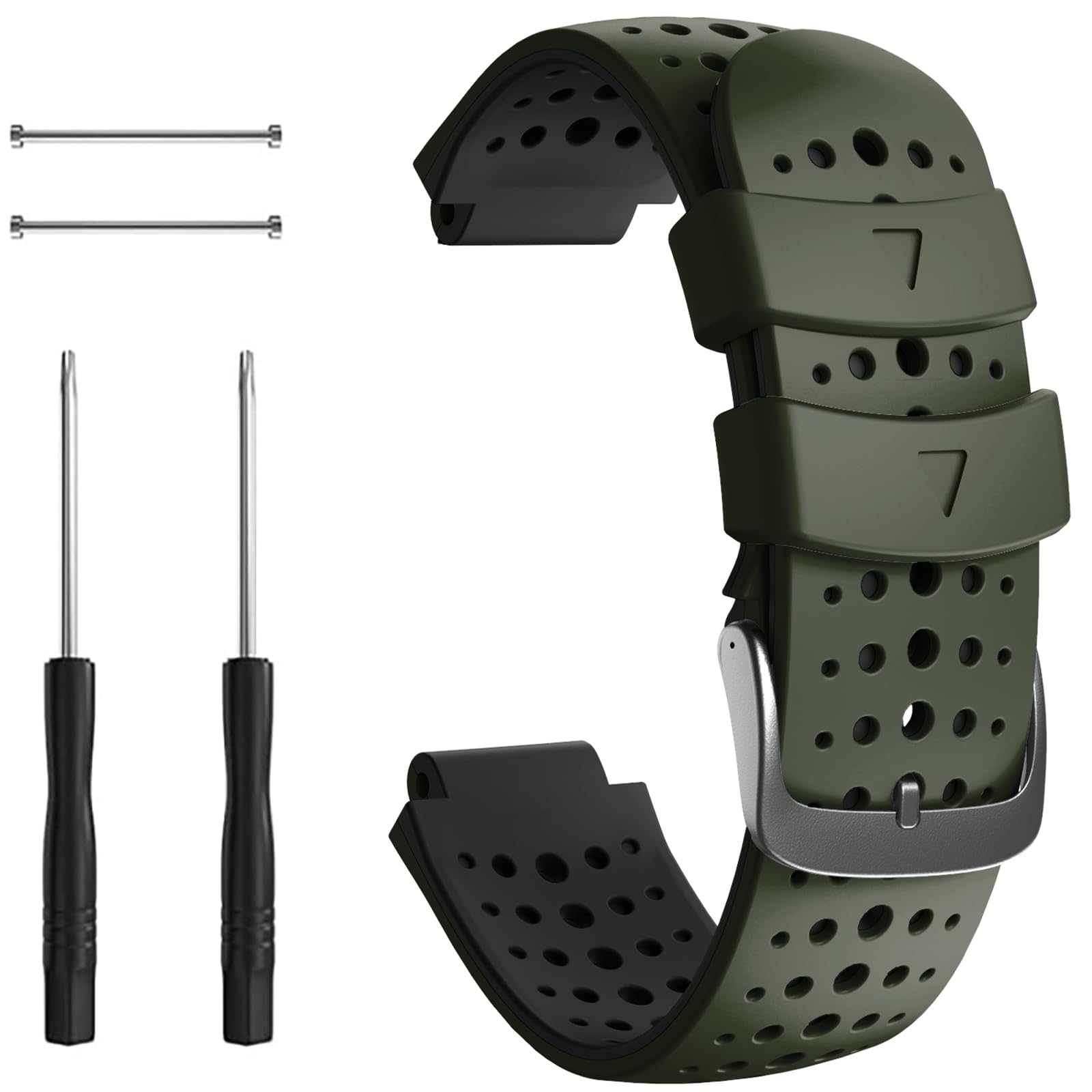 NotoCity Compatible with Foerunner 235 Strap Sport Silicone Watch Strap for Forerunner 230/220/ 235/620/630/735XT Smartwatch(army green)
