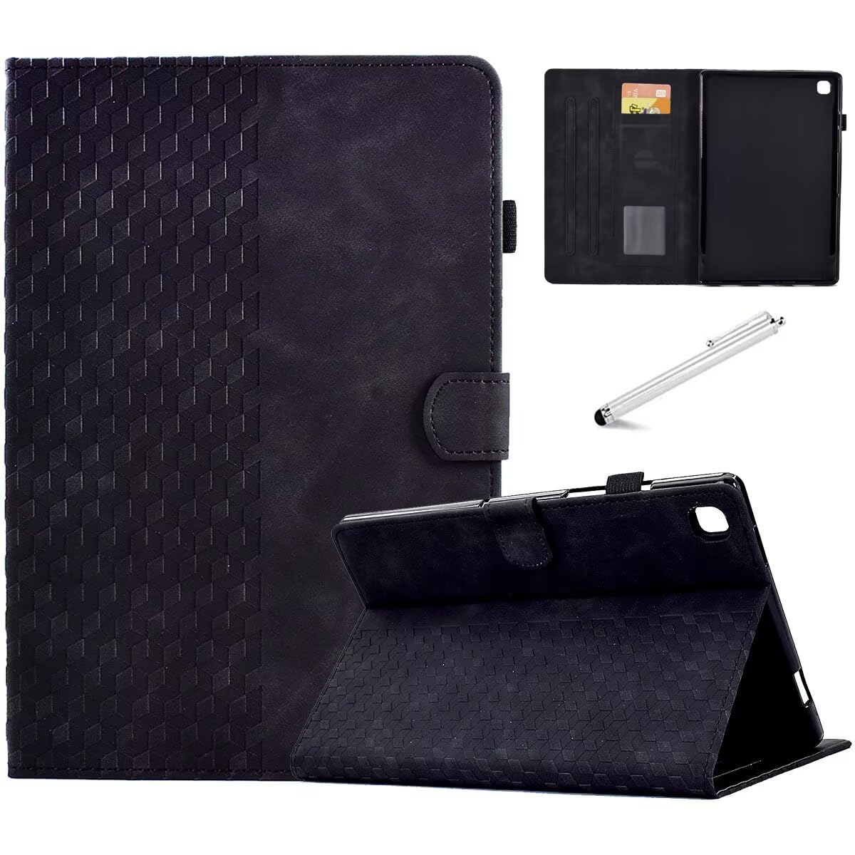 Fancity for iPad 9th Generation 10.2 inch Case 2021, iPad 8th 7th Generation 2020/2019 Folio Case, Slim Suede Leather Case with Smart Wake Sleep Stand Function Pencil Holder and Card Slot, Black