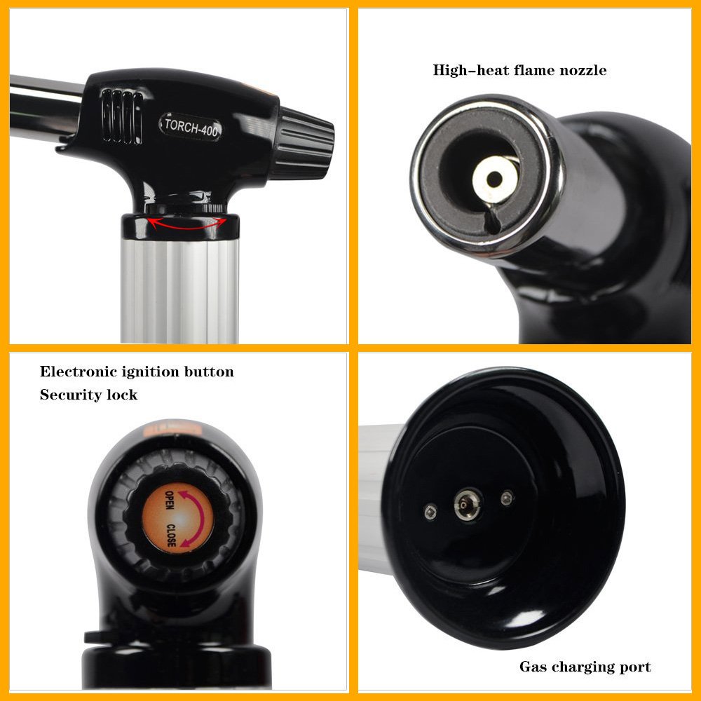 Lifebee Chalumeau de Cuisine Professionnel Meilleur Bruleur pour Caramélisation Creme Brulee Chalumeau de cuisine pour crème à brulée , cuisson barbecue