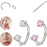 Zolure Horseshoe Nose Rings 18g Nose Hoops for Women Half Hoop Earring Hoops Horse Shoe Lip Rings Daith Tragus Helix Piercing Jewelry Septum Ring 8mm