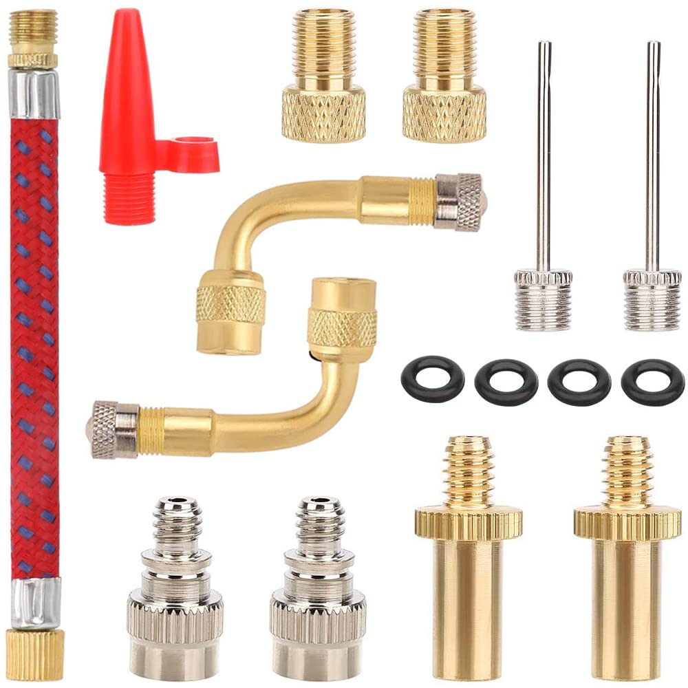 Sunjun Pack of 16 Bicycle Valve Adapters Car Valve Adapter for AVDV SV BV and Most Valve Types for All Bicycle Pumps, Air Pumps, Ball Pumps, Swimming Rings