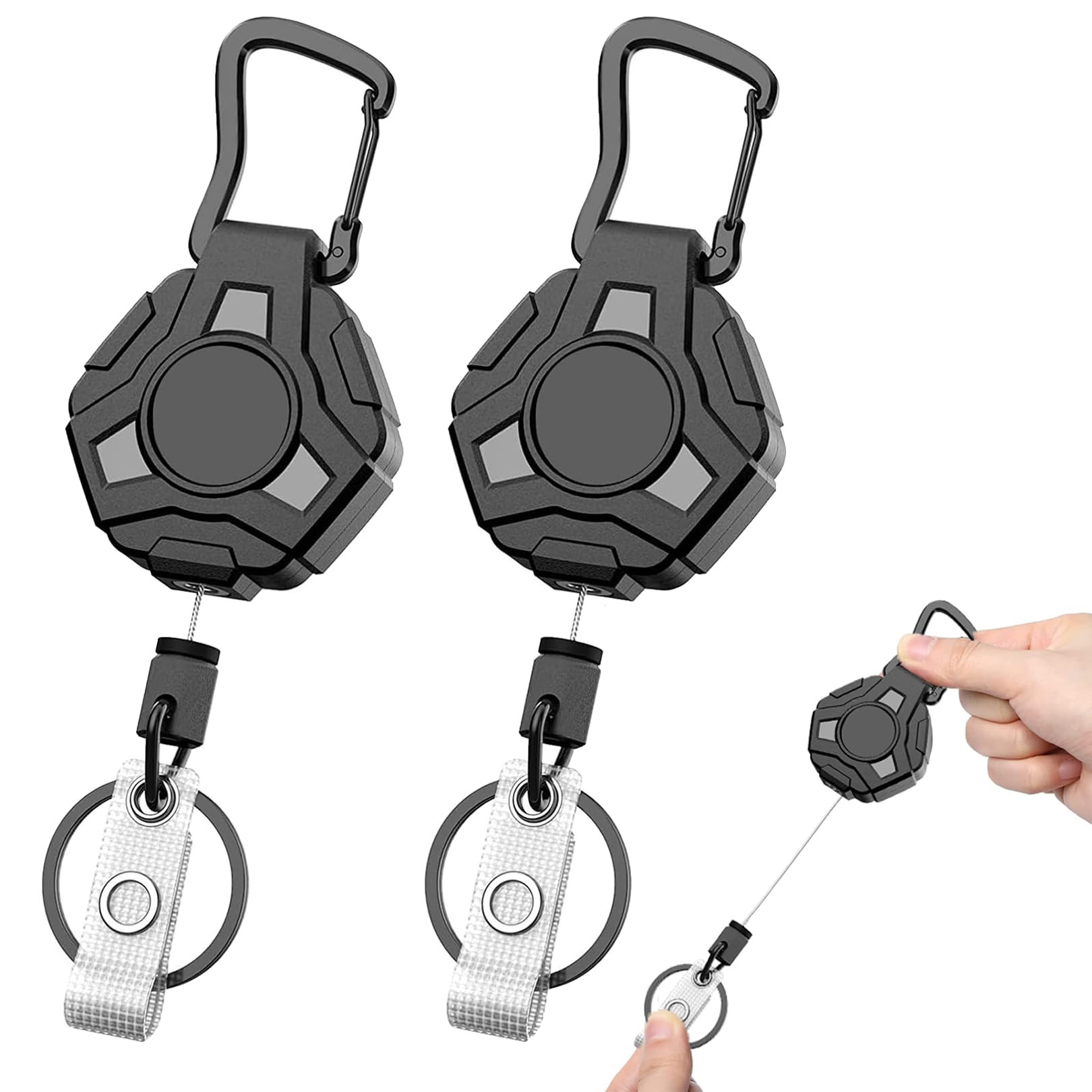 2 Pcs Heavy Duty Retractable Keychain,Retractable Keychain, Retractable Badge Holder- Strong and Durable Design with Enhanced Connection for Office Supplies
