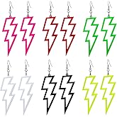 CWVHQ 6 Pairs 80s Acrylic Exaggerated Lightning Earrings Punk Retro Geometric Delicate Statement Earrings for Women