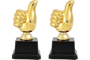 Gosknor Golden Thumbs Up Trophy, 13cm/5.12in Thumb Up Trophy Engraving Funny Plastic Winner Award for Celebrations Sports Game Classroom Job Football Competition Rewards for Recognition