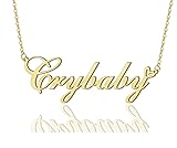 Cry Heart Name Necklace 18k Gold Plated Stainless