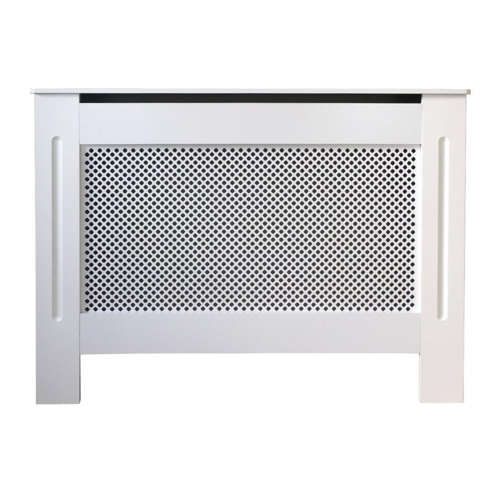 Jack Stonehouse White Painted Traditional MDF Wood Radiator Cover Cabinet with Cross Diamond Design - Mini