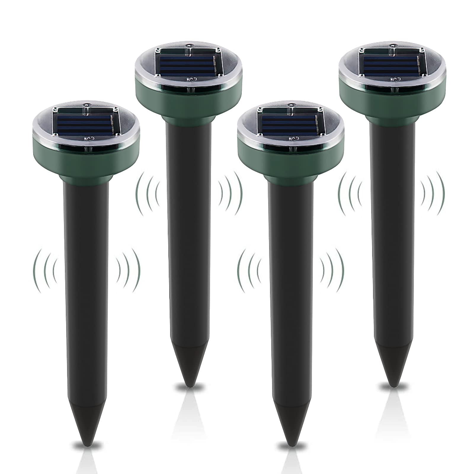 ONEVER Solar Mole Repellent, 4 Pack Ultrasonic Solar Power Animals Repeller Waterproof for Outdoor Garden Lawn Yard Get Rid of Moles Voles Gophers Rats Rodents