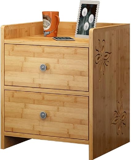 Xiaodong Bamboo Bedside Table With 2 Drawers Bedroom Storage