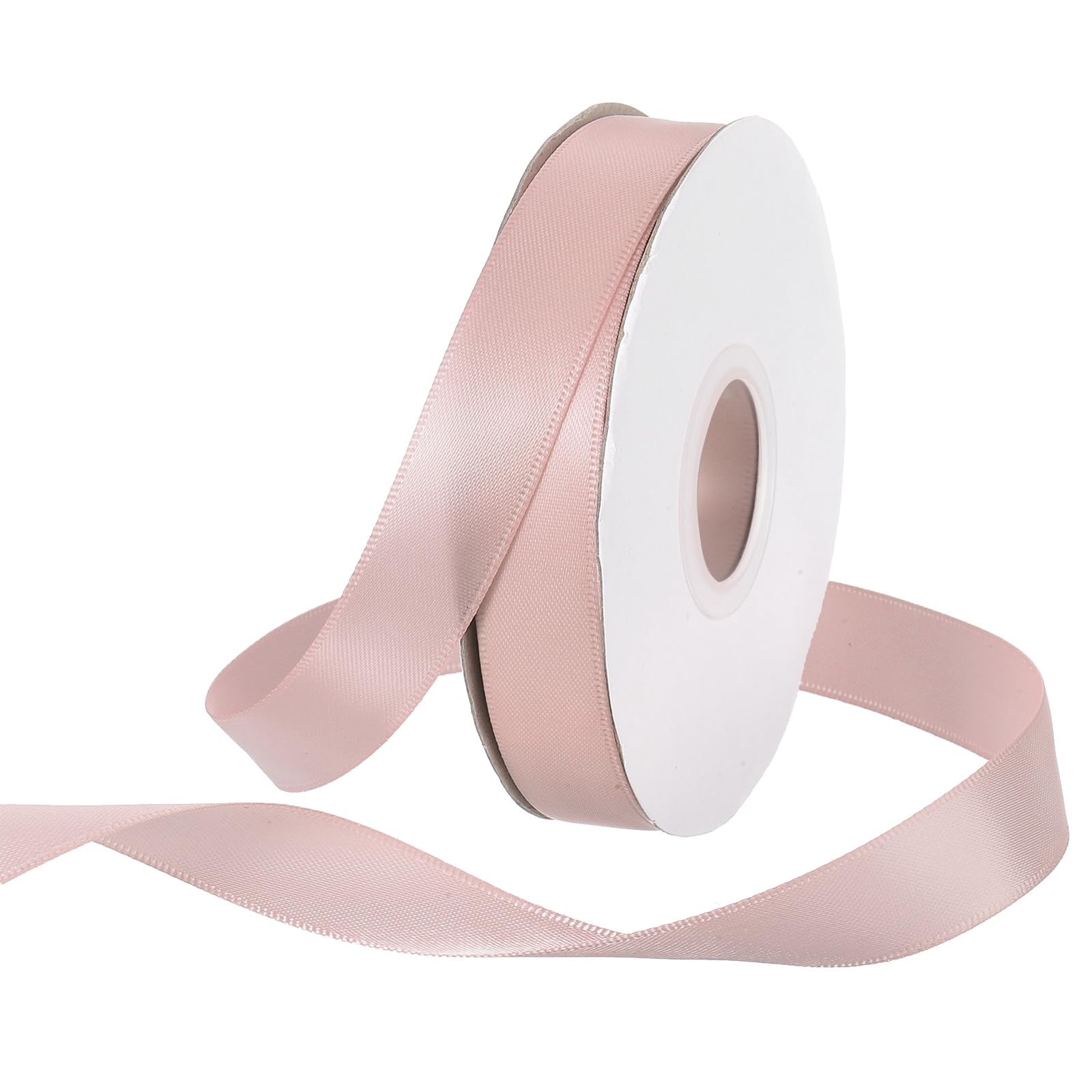 Rebower 15mm Satin Ribbon 23m Thick Double Face Grosgrain Silk Ribbon, [for Gift Wrapping, Hair Bows, Wedding, Cake, Flower] - 25 Yard/75ft/ Pastel Pink
