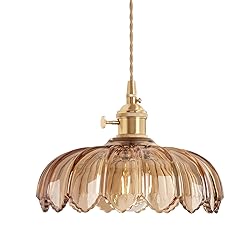 Shenmoyl Pendant Light with Amber Scindapsus Glass