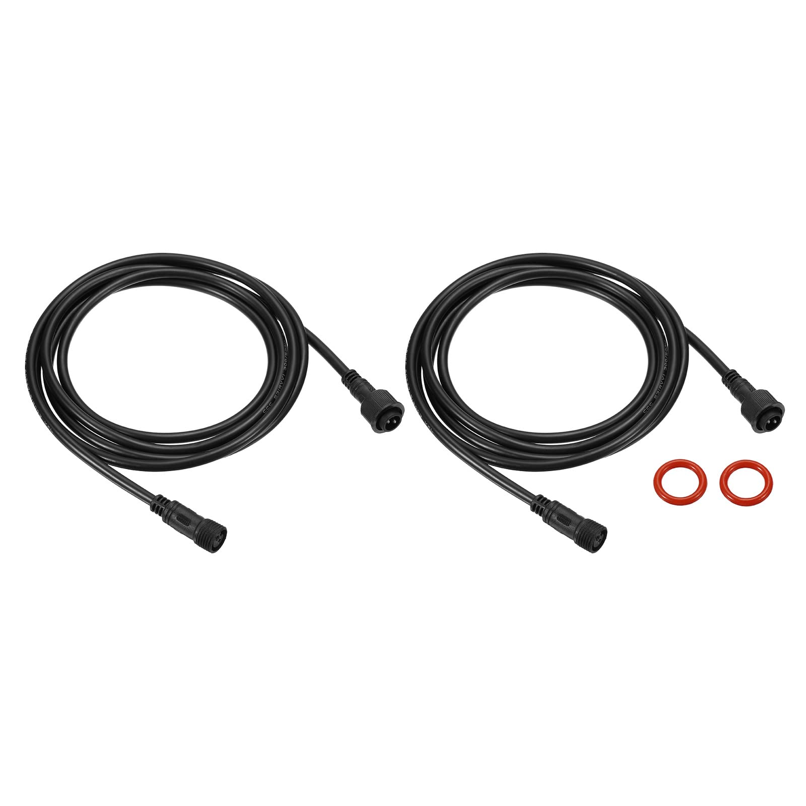 YOKIVE 2 Pcs 2 Pin Extension Cable Wire, Waterproof Transmission Extension Equipment Connection, Great for LED Equipment, Car, Truck, Boat (Black, 6.56-Feet)