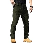 Men's Stretch Tactical Pants,Water Resistant Ripstop Cargo Pants,Lightweight Outdoor Work Hiking Pants with Pockets(No Belt)