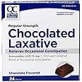 Quality Choice QC Chocolated Laxative, Regular Strength, 15 mg Sennosides USP, Chocolate Flavored Chewable Stimulant Laxative, 24 Pieces