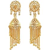Efulgenz Gold Tone Indian Jhumka Earrings for Women Indian Wedding Jewelry Dubai Style Gold Tone Jhumka Jhumki Earrings Set Bollywood Bridal Jewelry Fashion Bollywood Jewelry