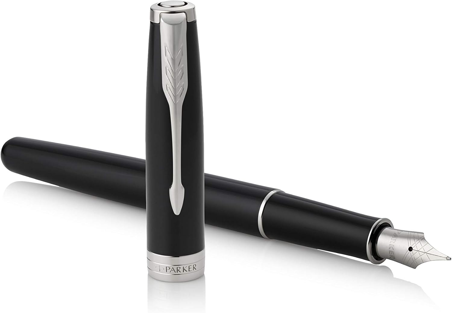 Parker Sonnet Fountain Pen, Black Lacquer with Chrome Trim, Medium Nib - Image 3