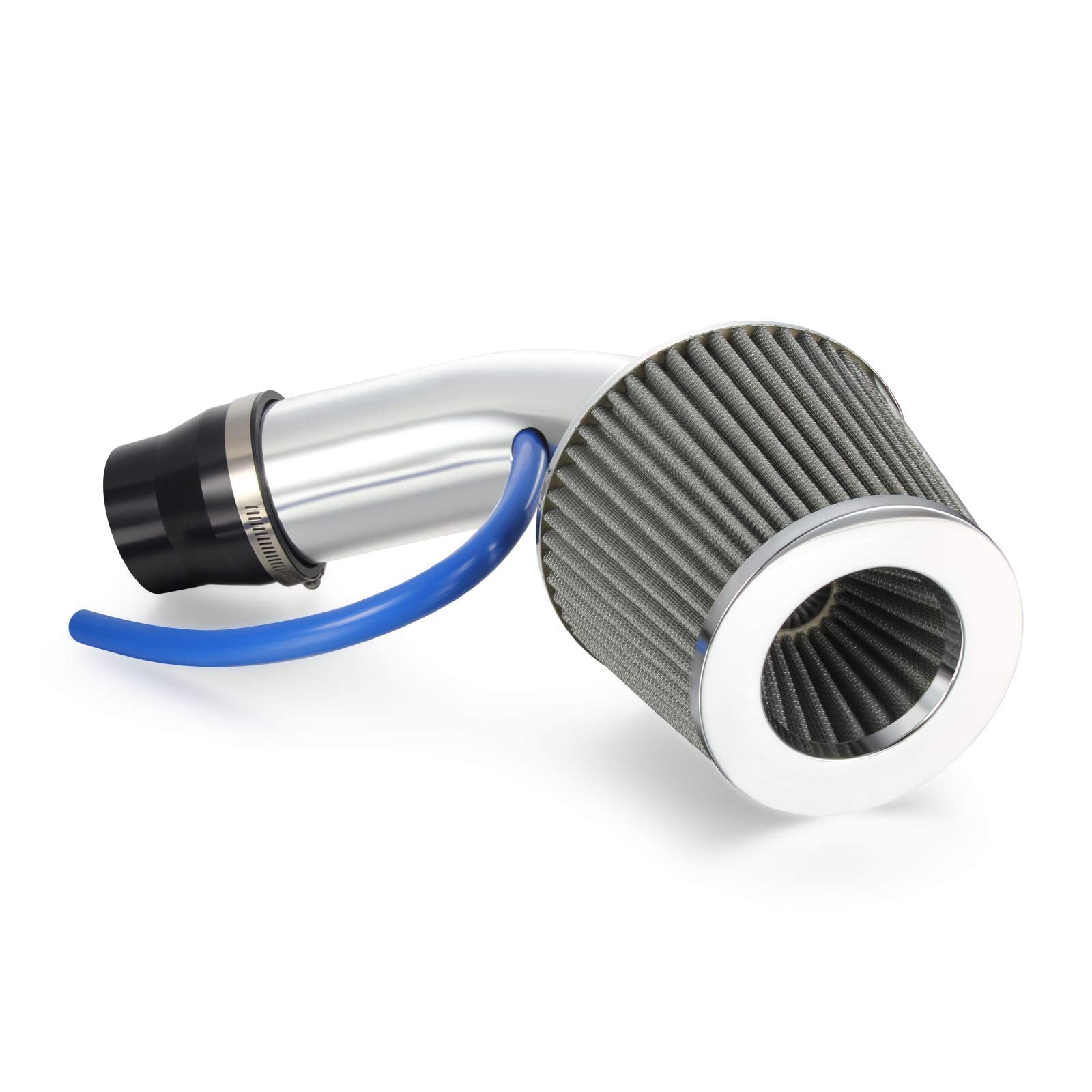 Madlife Garage Universal Car Cold Air Intake Filter Induction Kit Pipe Hose System Carbon(Silver)