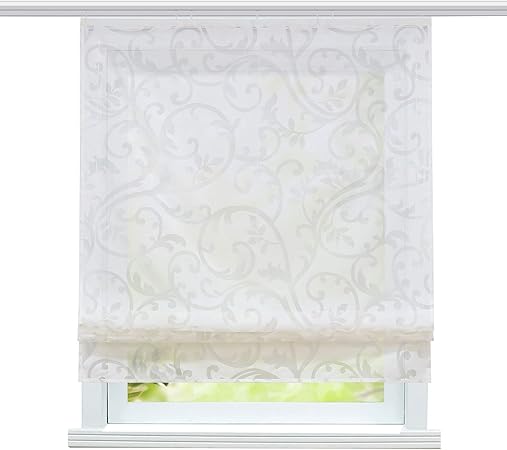 Amazon De Eslir Raffrollo Mit Klettband Wohnzimmer Raffgardine Ausbrenner Gardinen Modern