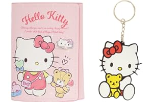 HOLYMID Kawaii Kitty Cat Wallet with A Keychain, ID Card Holder Purse Pouch with Buckle, PU Wallet Durable Card Holder Credit Card Holder Money Bag for Students Teens Girls Boys