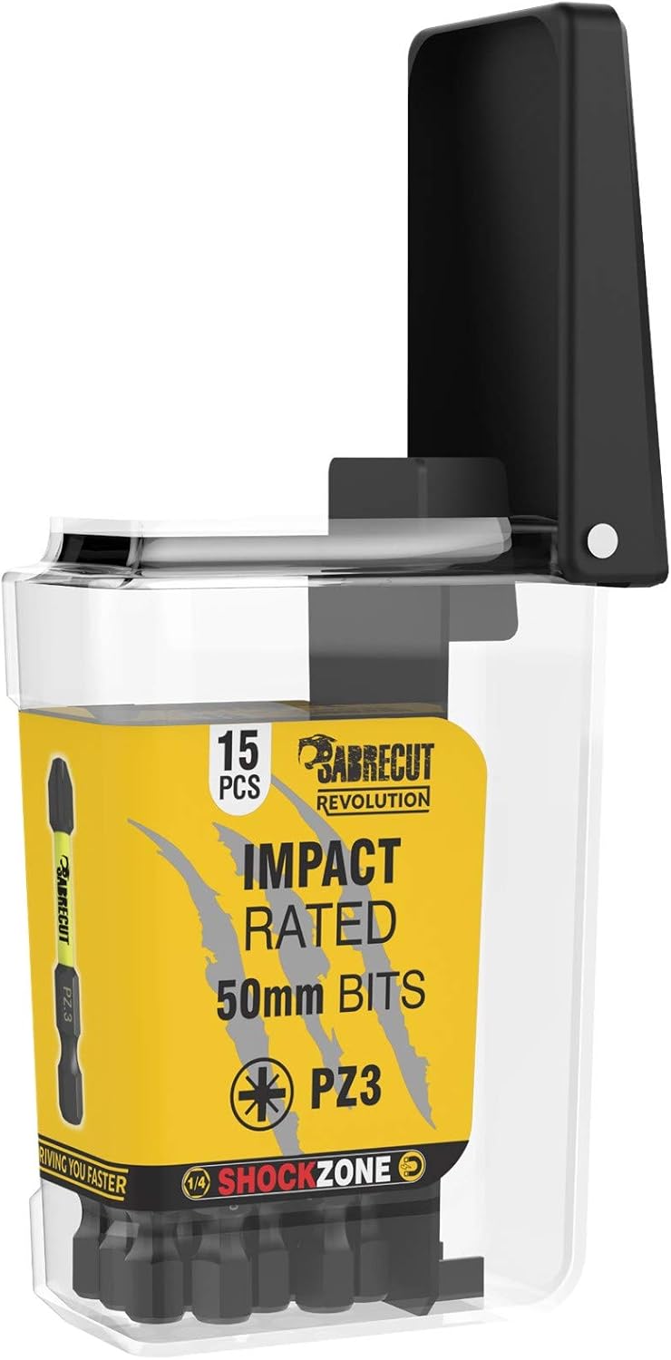 15 x SabreCut SCRPZ35015B 50mm PZ3 Magnetic Impact Screwdriver Driver Bits Set in a TIC TAC Box Single Ended Pozi Pozidriv Heavy Duty - Image 5