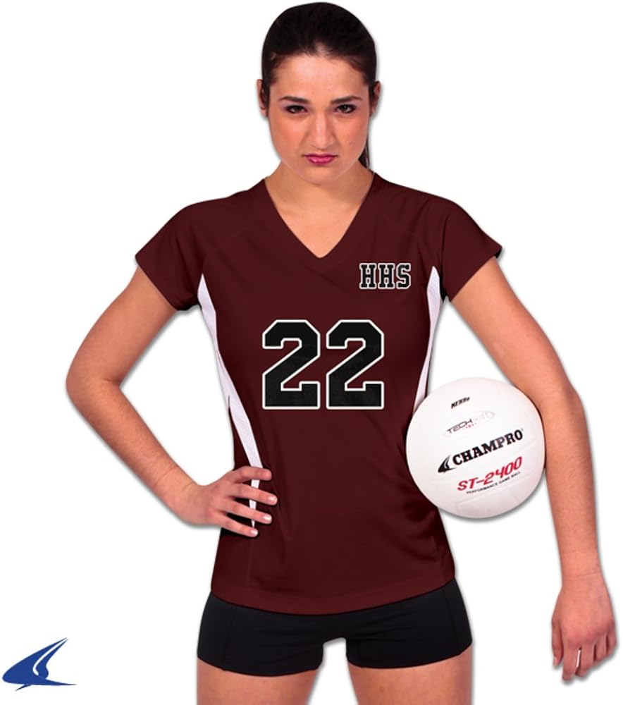 VJ13 CHAMPRO LADIES UNIFORM VOLLEYBALL JERSEY SPIKE LADIES VOLLEYBALL JERSEY MAROON, WHITE XS
