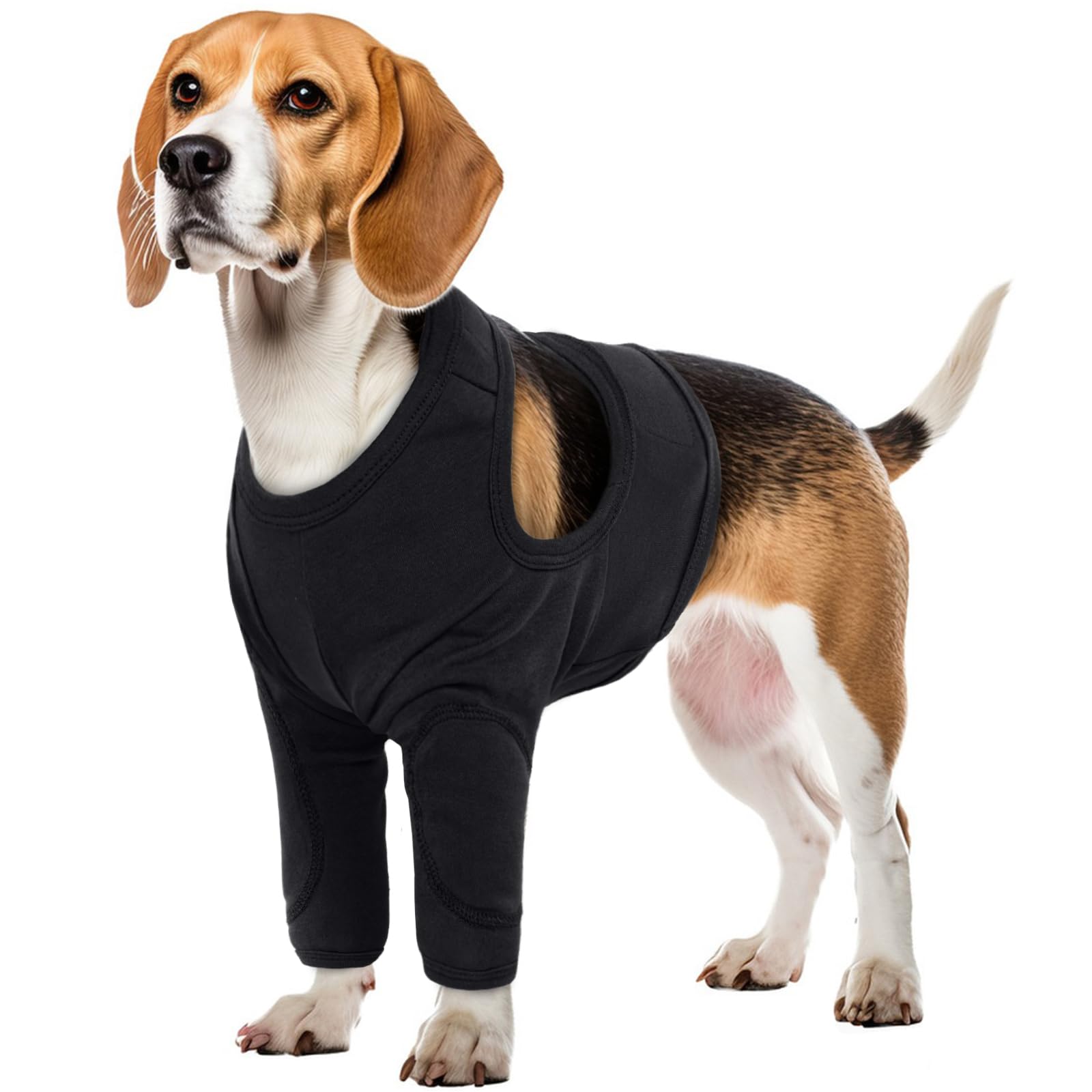 Dog Surgery Recovery Suit, Breathable Medical Vest Dog Anti Licking Protection Sleeve Leg Warmers(Black, XL)
