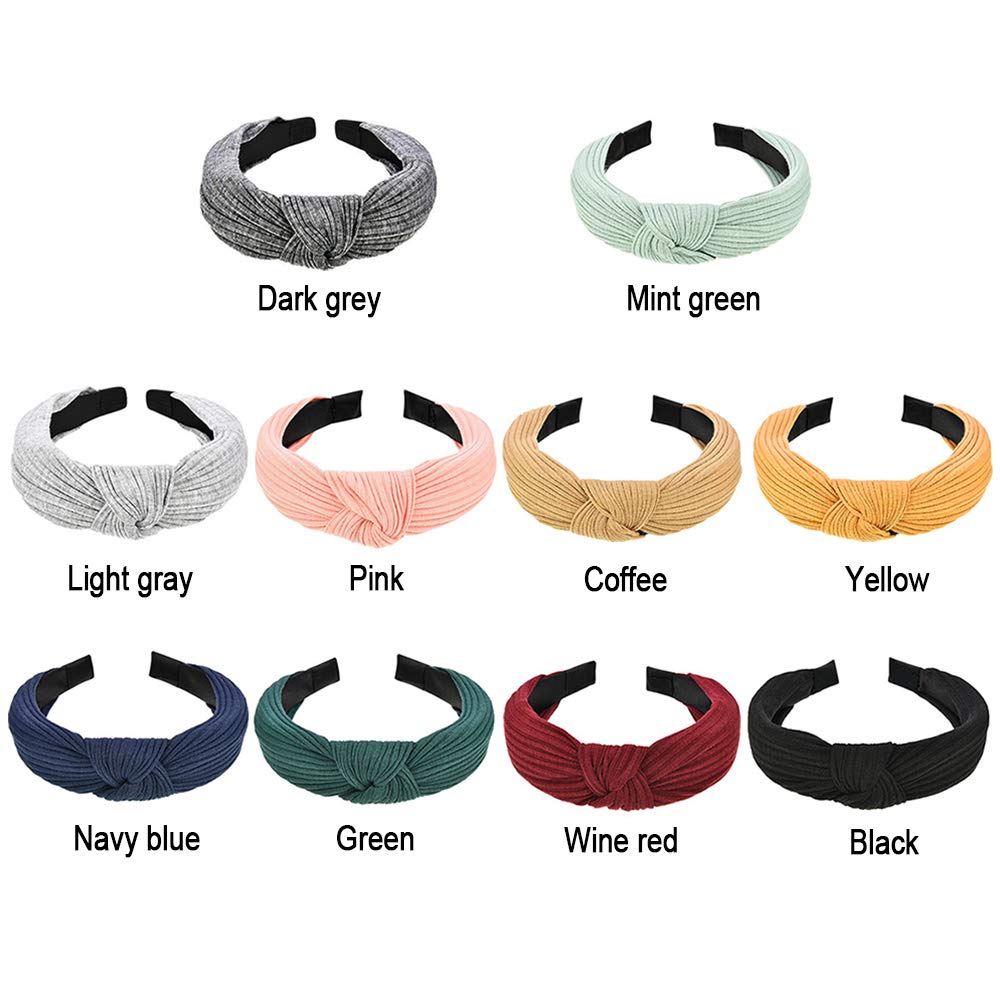 10 Pieces Wide Plain Headbands Knot Turban Headband Fashion Elastic Hairband Hair Accessories for Women and Girls, 10 Colors : Beauty