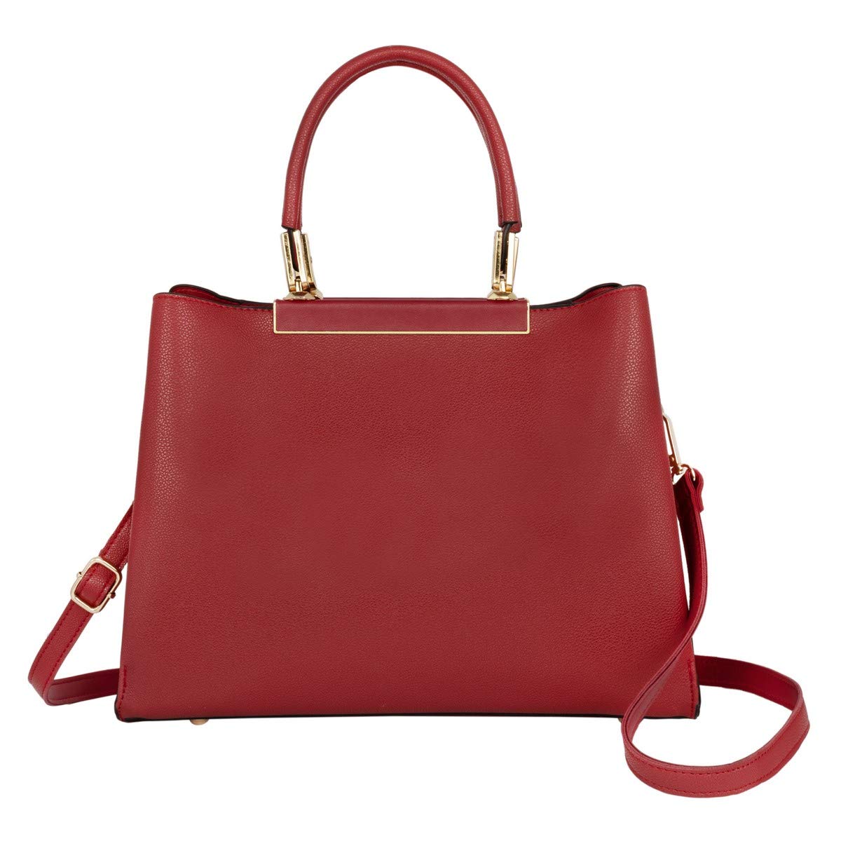 CRAZYCHIC - Women's Elegant Handbag - Crossbody Shoulder Bags PU Faux Leather - Multiple Compartment Pocket Top Handle Bag - Fashion Tote Shopping Bag - Ladies City Messenger Bag - Red