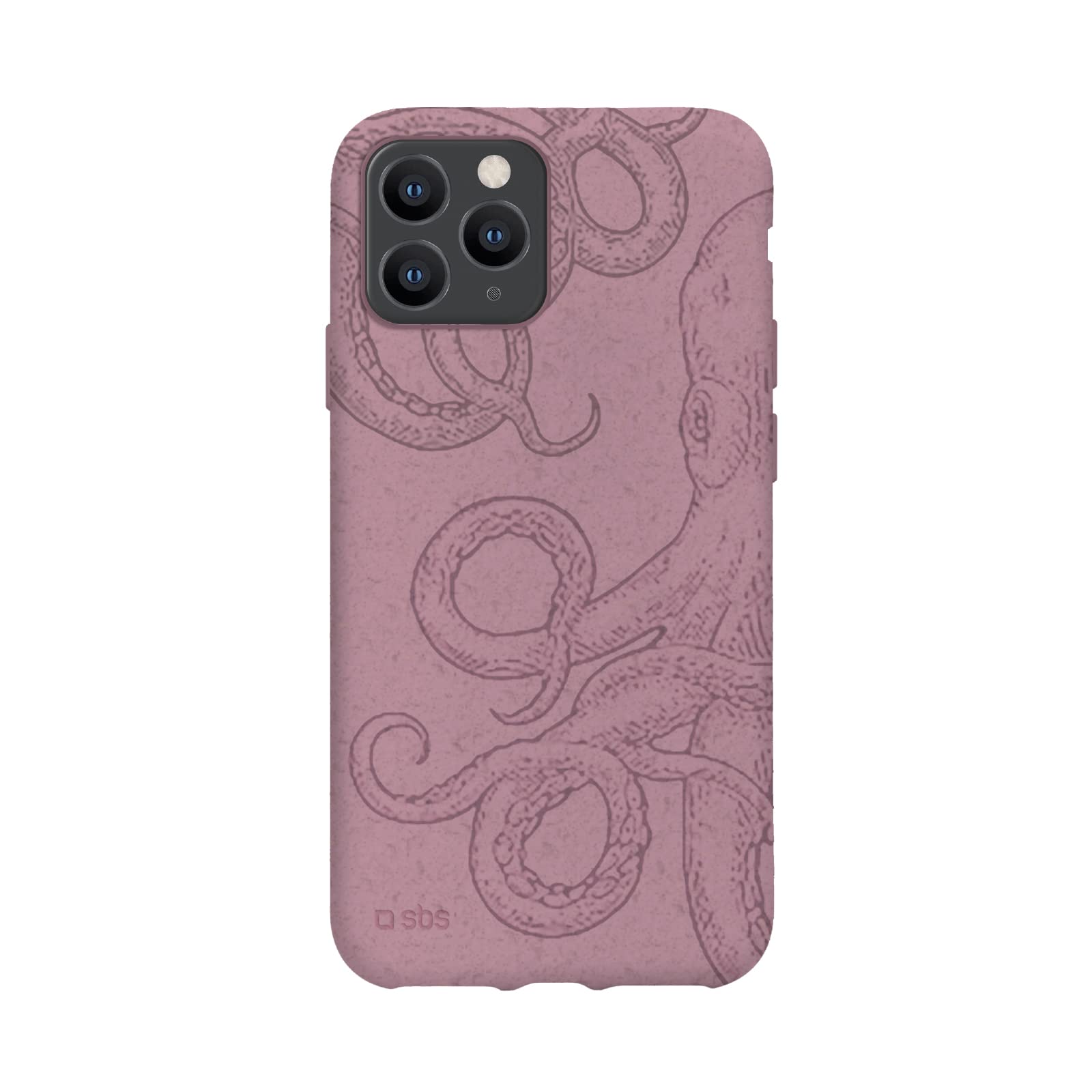 SBS Cover per iPhone 11 Pro Max, Morbida, ECologica, 100% BIO e Compostabile, in Confezione Plastic Free, Texture Polpo, rosa