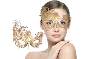 RALLEYFUN Masquerade Mask for Women Venetian Metal Party For Carnival Halloween Costume Cosplay