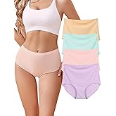 Bolivelan Women's Seamless Hipster Panties High Waist No Show Bikini Underwear Full Coverage Briefs 4 Pack