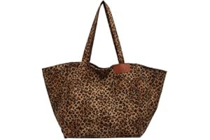 Leopard Tote Bag for Women, Large Canvas Tote Bag, Oversized Shoulder Bag, Work Tote Bag, Everyday Handbag(Brown)