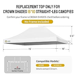 CROWN SHADES 10x15 Canopy Replacement Top - Only