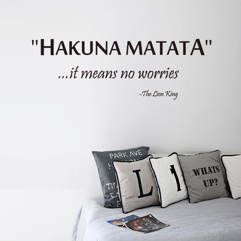 Inspirational “Hakuna Matata” Quotes Wall Art Stickers Motivational Words Letters from the “The Lion King Movie” Decorative Removable DIY Vinyl Wall Decals Living Room, Bedroom Mural
