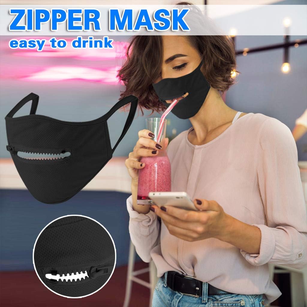 Ltrotted Adults Mouth Face Protective Gear with Zipper, Breathable Washable Reusable Dustproof Quick Drying Covering