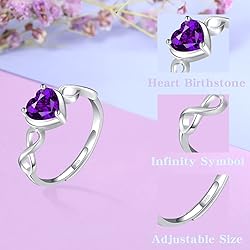 Shysnow Amethyst Birthstone February Ring for Women