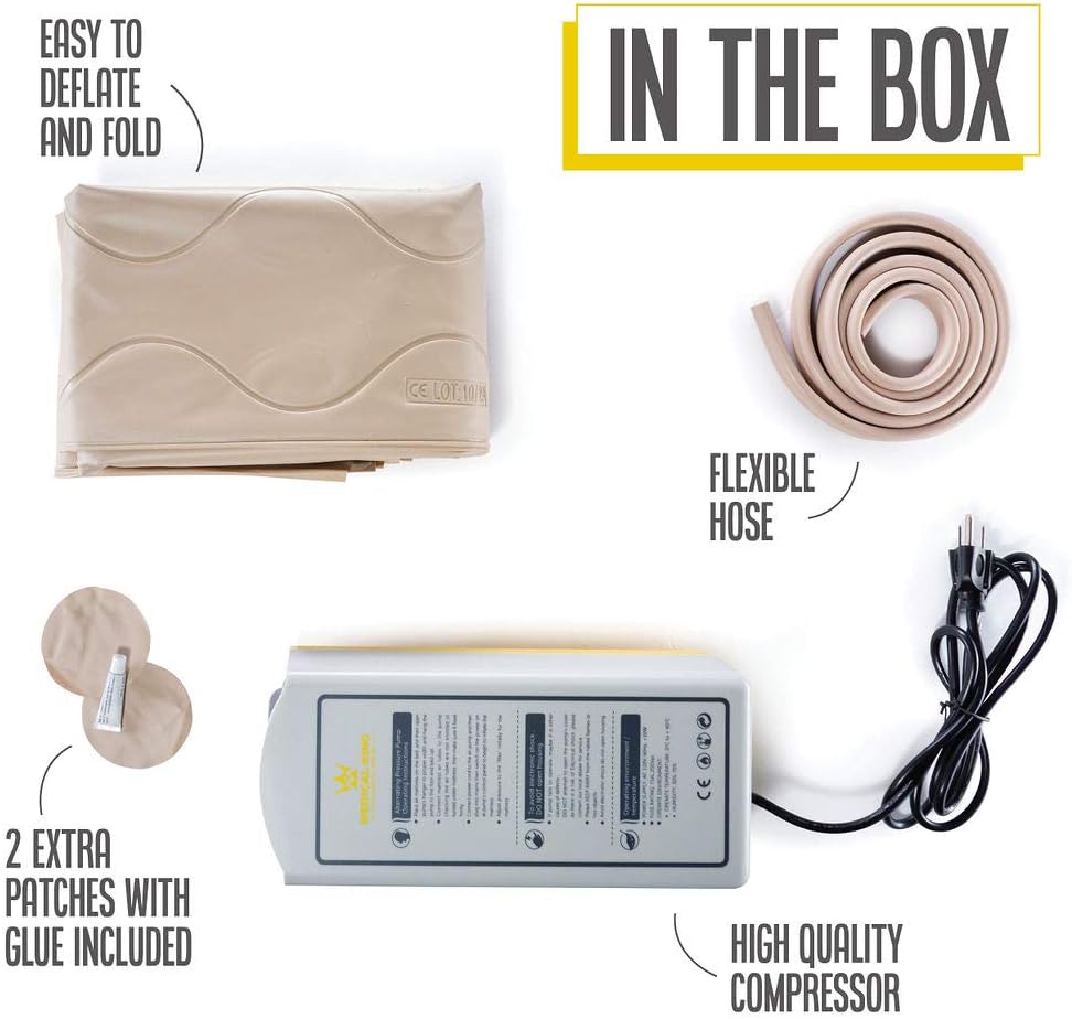 Air Mattress for Hospital Bed Or Home Bed, Includes Electric Quiet Air Pump - Medical Air Mattress, Low Air Loss Mattress - Inflatable Comfortable Pads - Prevents & Treat Pressure Wounds, Sore, Ulcer: Kitchen & Dining
