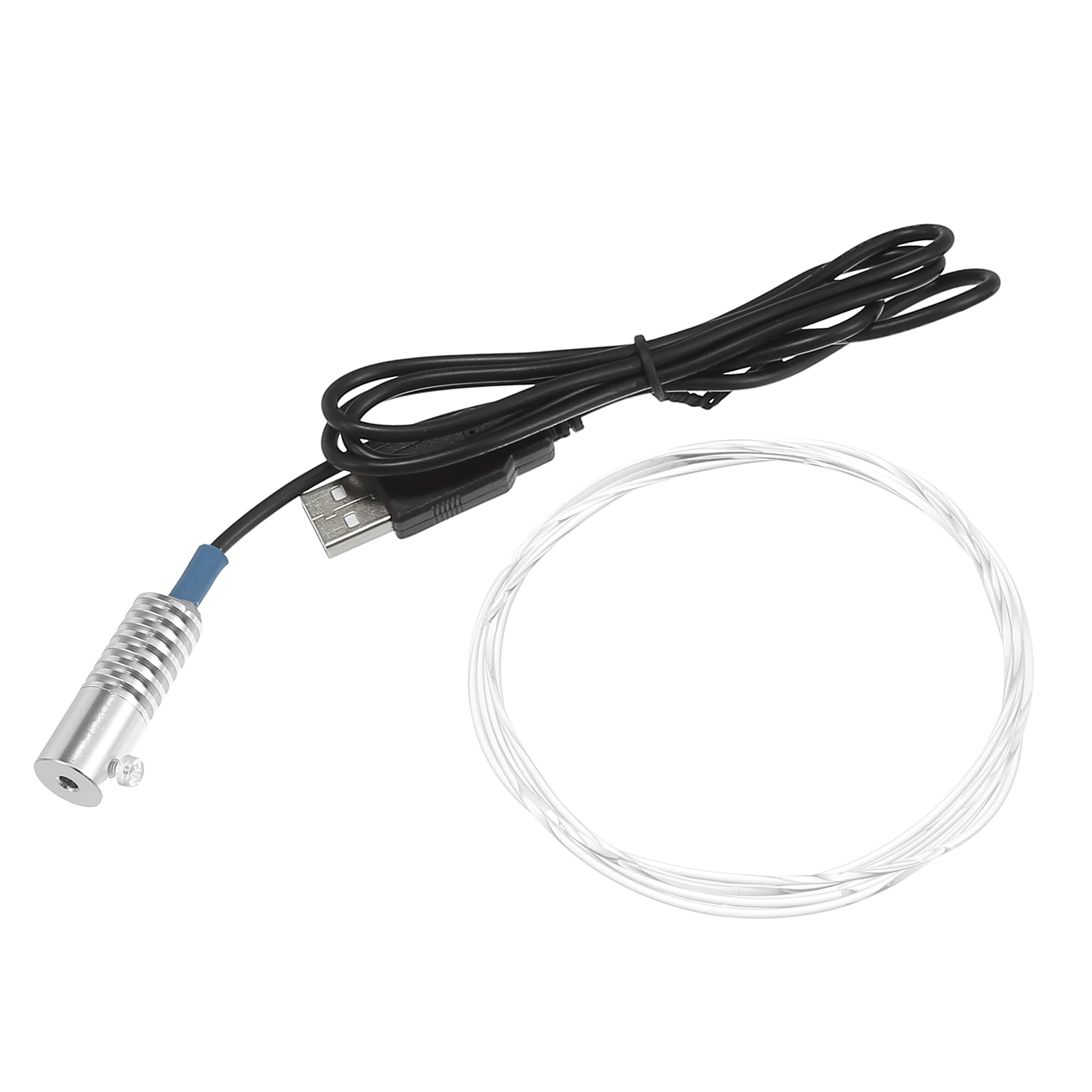 X AUTOHAUX 1.5m 1.5mm Glow Fiber Optic Cable w/Blue LED Illuminator - 2 Pcs