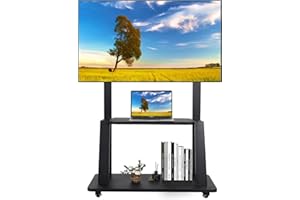Maiproo Rolling TV Stand with Wheels for 32-75 Inch Heavy-Duty Mobile TV Cart LCD LED OLED Flat Panel Screens Smartboard Holds up to 100lbs Portable TV Stand on Wheels with Shelf Height Ajustable