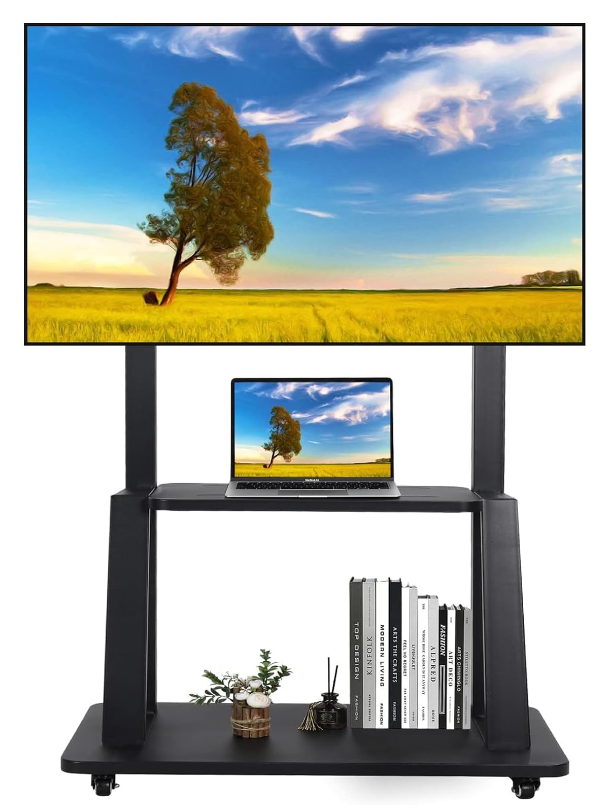 Photo 1 of Maiproo Rolling TV Stand with Wheels for 32-75 Inch Heavy-Duty Mobile TV Cart LCD LED OLED Flat Panel Screens Smartboard Holds up to 100lbs Portable TV Stand on Wheels with Shelf Height Ajustable