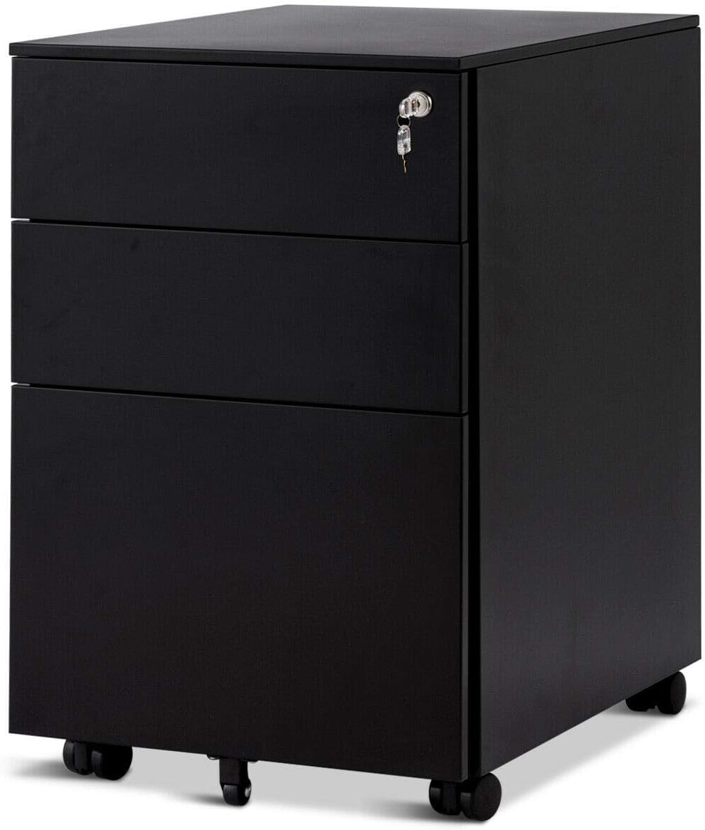 Amazon Com Black 15 5inches Portable Storage Steel File Cabinet Home Office Organizer With 3 Drawer With Ebook Kitchen Dining