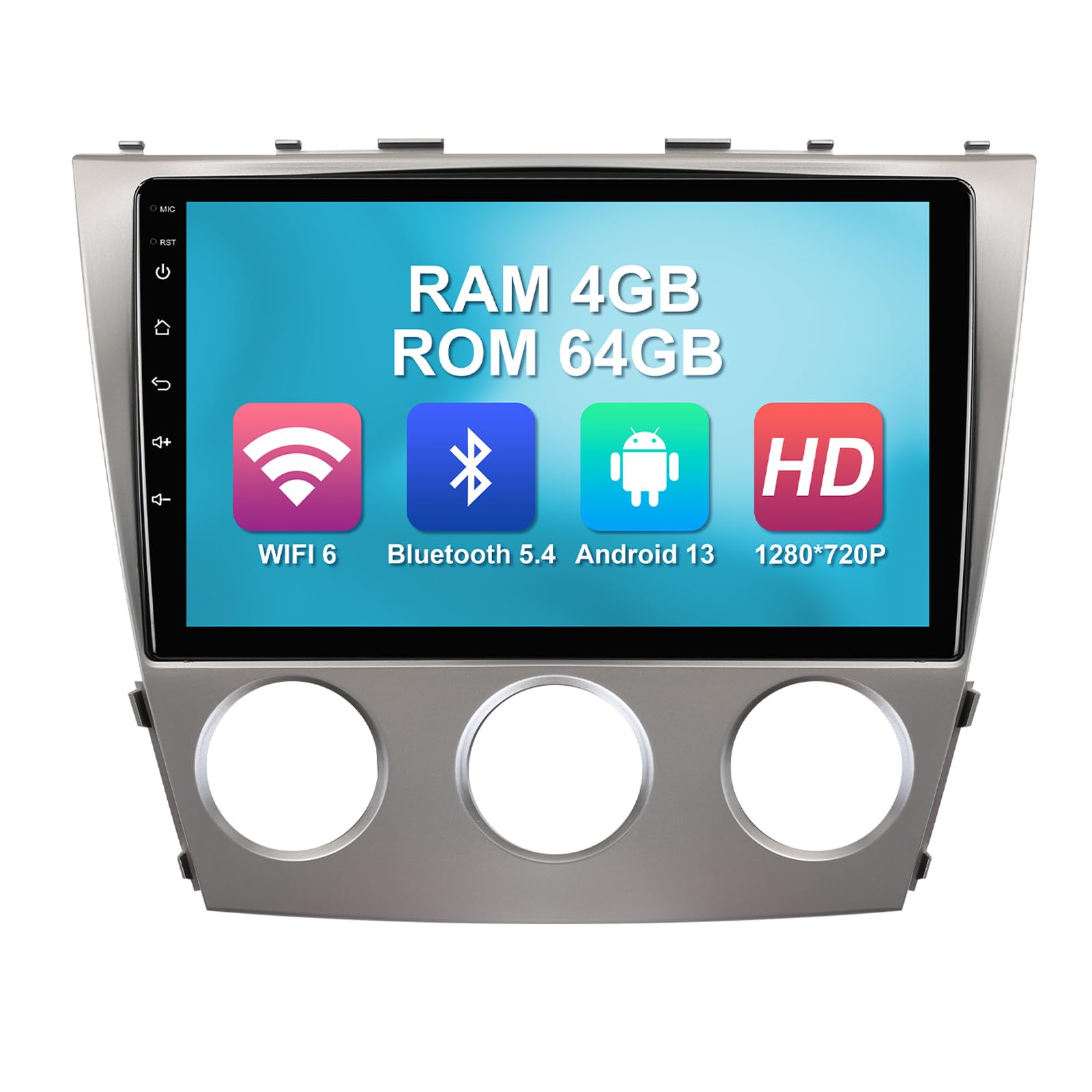Photo 1 of (Manual A/C) 4+64G 10.1-inch Android 13 WiFi6 Car Radio for Toyota Camry 2006-2011 IPS Touchscreen Screen Bluetooth 5.4 Car Stereo with Carplay & Android Auto Support Backup Camera FM SWC