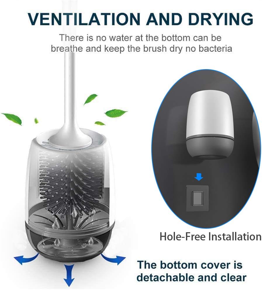 Escobillas WC con Soporte， de Silicona Limpias y Secado Rápido Kit