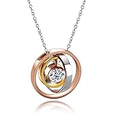 AnuClub Moissanite Necklace for Women Satellite Pendant D Color VVS1 925 Sterling Silver Trinity Necklace for Wife Her with Certificate, 40+2+3cm Extended Chain