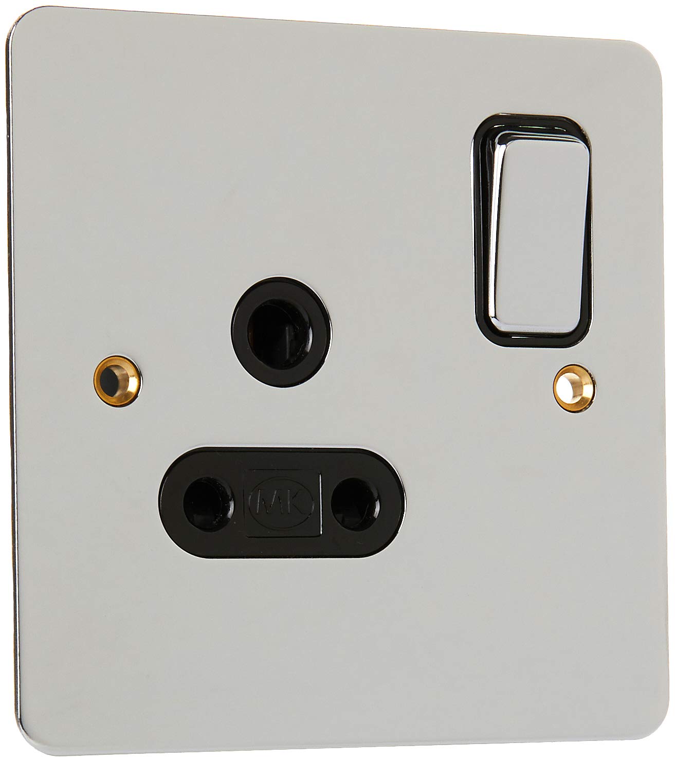 Edge 1 Gang 5 Amp DP Polished Chrome Switch Socket Outlet with Black Insert