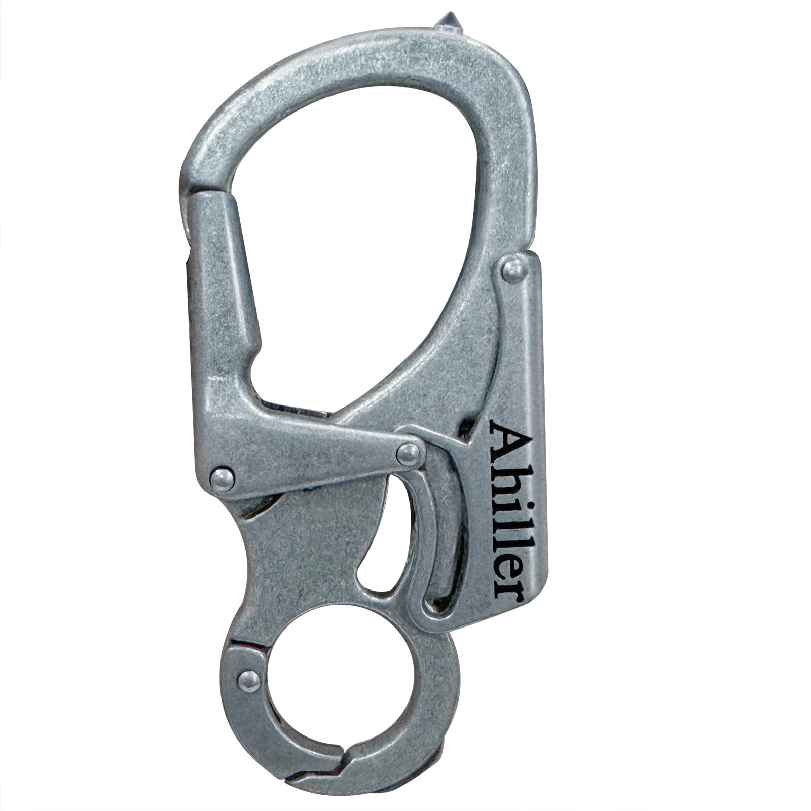 Ahiller Carabiner Keychain Keyring Clip, Cool Double Lock Design - Tungsten Steel Spike - 3" Alloy Car Survival Belt Key Clip for Men Women [Deep Alloy-1P]