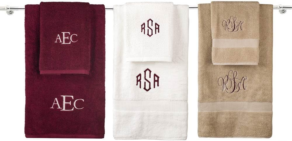 1888 Mills Personalized Monogrammed Decorative Bath Linens for Home, Office, and Gifts. Hotel Collection 100% USA Made Bath Towel - White - 27"X52". Luxurious Boutique Style, Super Absorbent